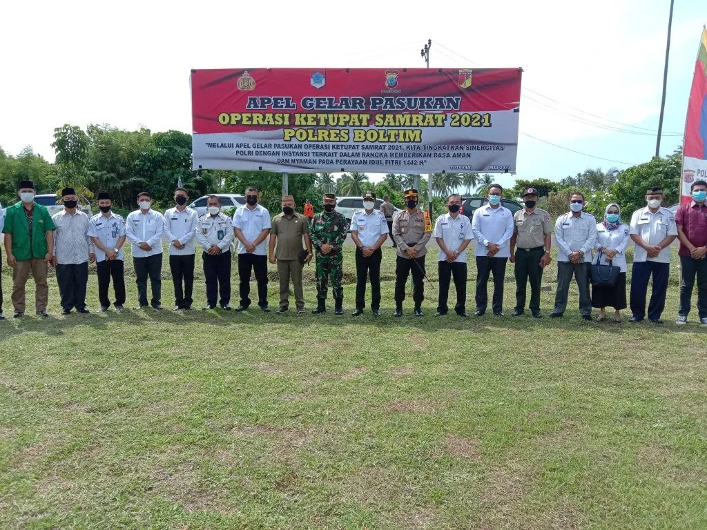 Bupati Boltim Pimpin Apel Gelar Pasukan Dalam Rangka Operasi Ketupat Samrat 2021