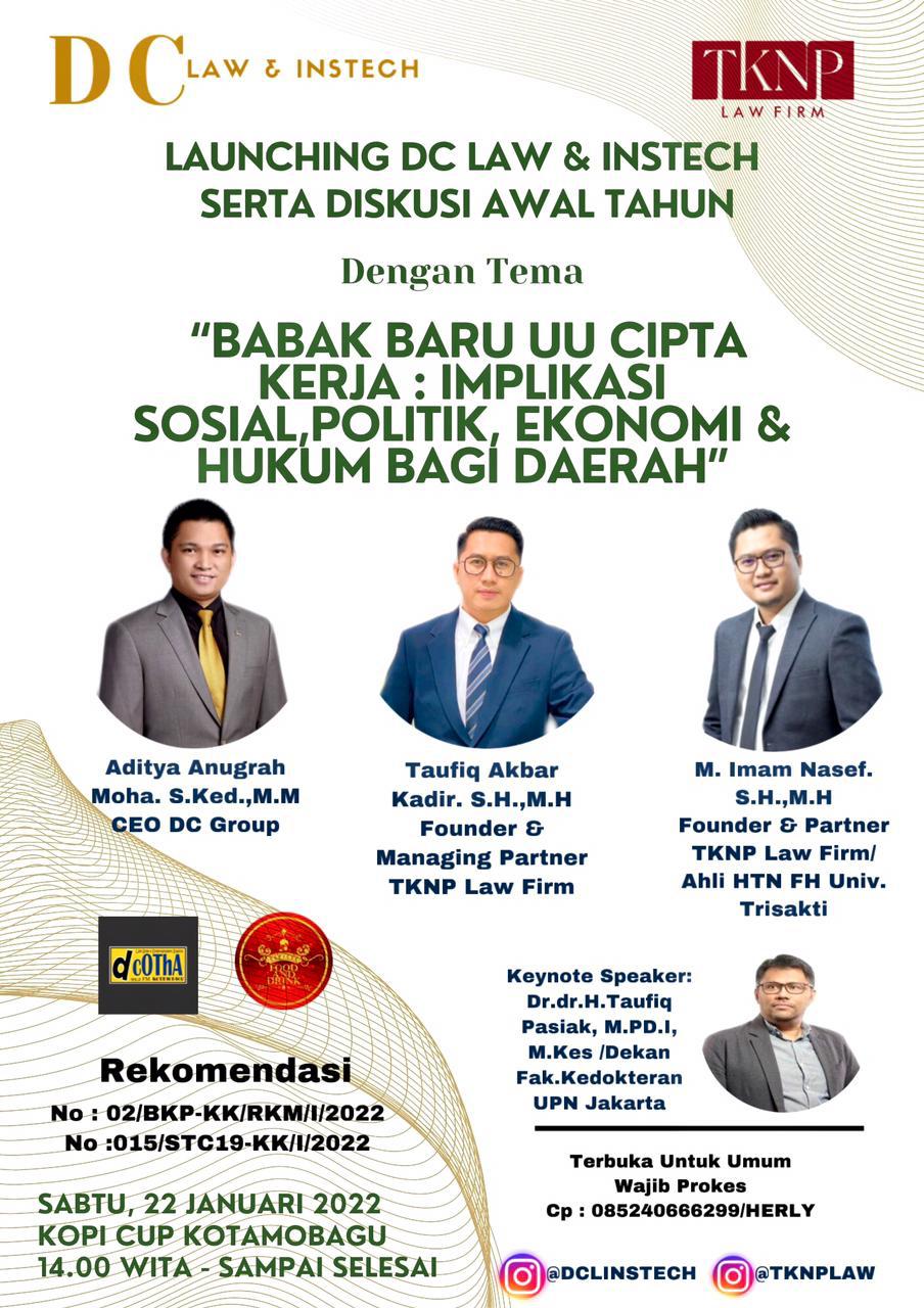 ADM Jadi Pembicara di Launching DC Law dan Intech Serta Diskusi Awal Tahun, Catat Tanggal dan Lokasinya ini