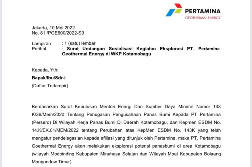 Rabu Besok, Pemkab Boltim Akan Terima Kunjungan PT Pertamina Geothermal Energy